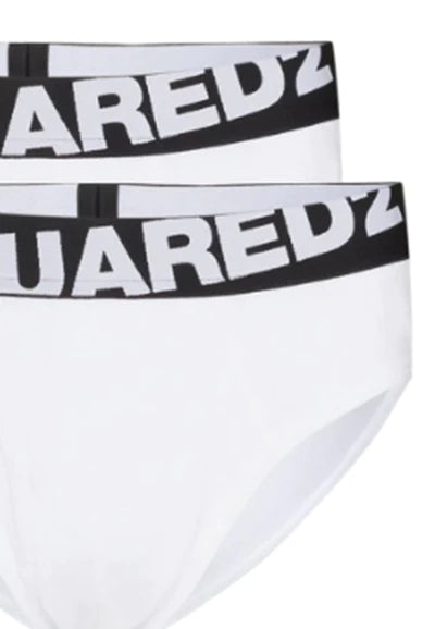 DSQUARED2 SLIP UOMO BASIC BRIEF TWIN PACK BIANCO