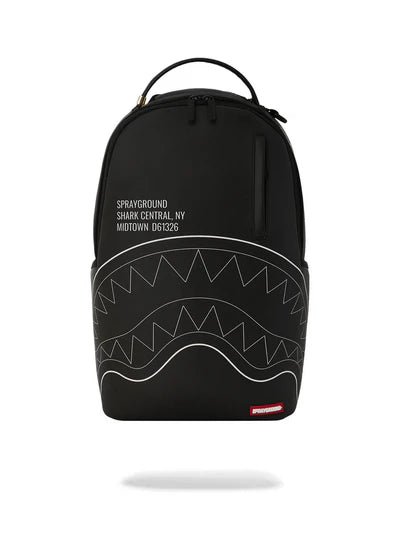 Sprayground Zaino Shark Central Solid Black White Line Shark