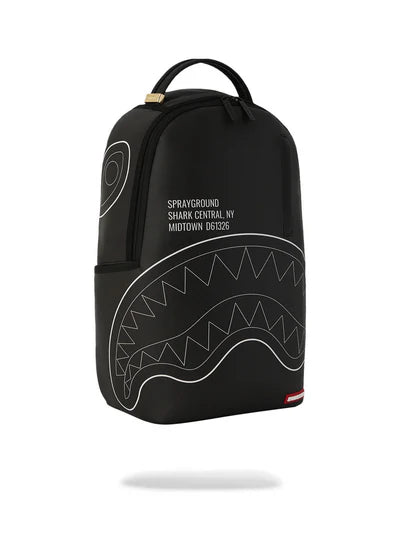 Sprayground Zaino Shark Central Solid Black White Line Shark