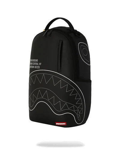 Sprayground Zaino Shark Central Solid Black White Line Shark