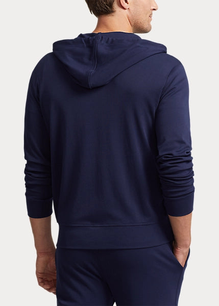 Polo Ralph Lauren Felpa zip in cotone con cappuccio blu