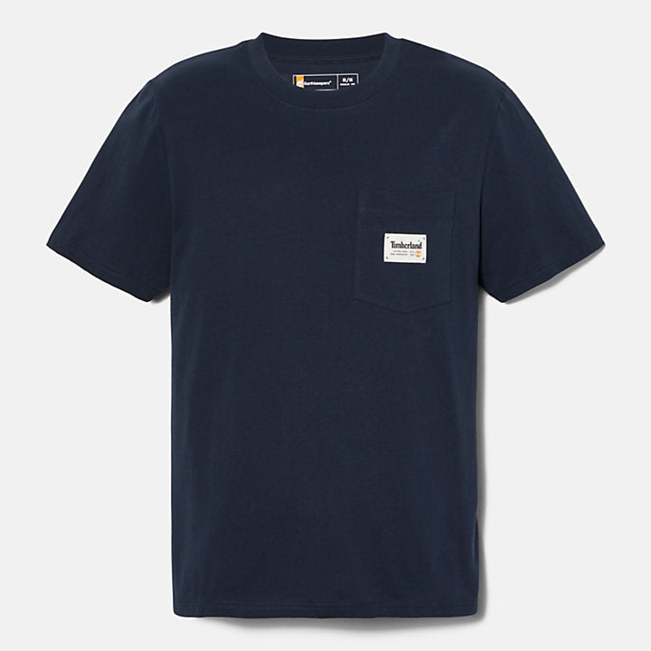 TIMBERLAND T-SHIRT CON TASCA IN COTONE UOMO BLU MARINO