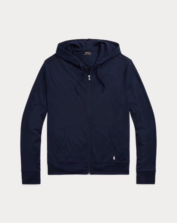 Polo Ralph Lauren Felpa zip in cotone con cappuccio blu