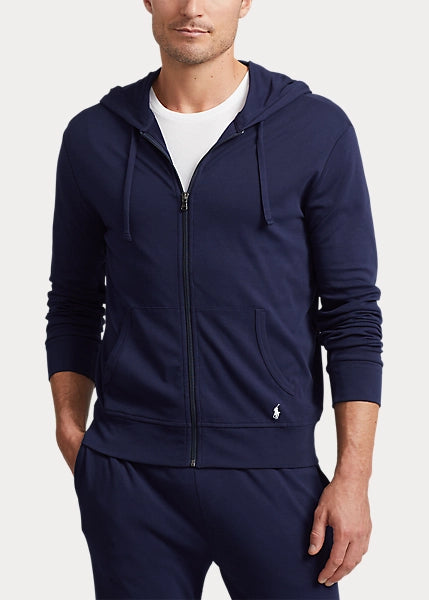 Polo Ralph Lauren Felpa zip in cotone con cappuccio blu