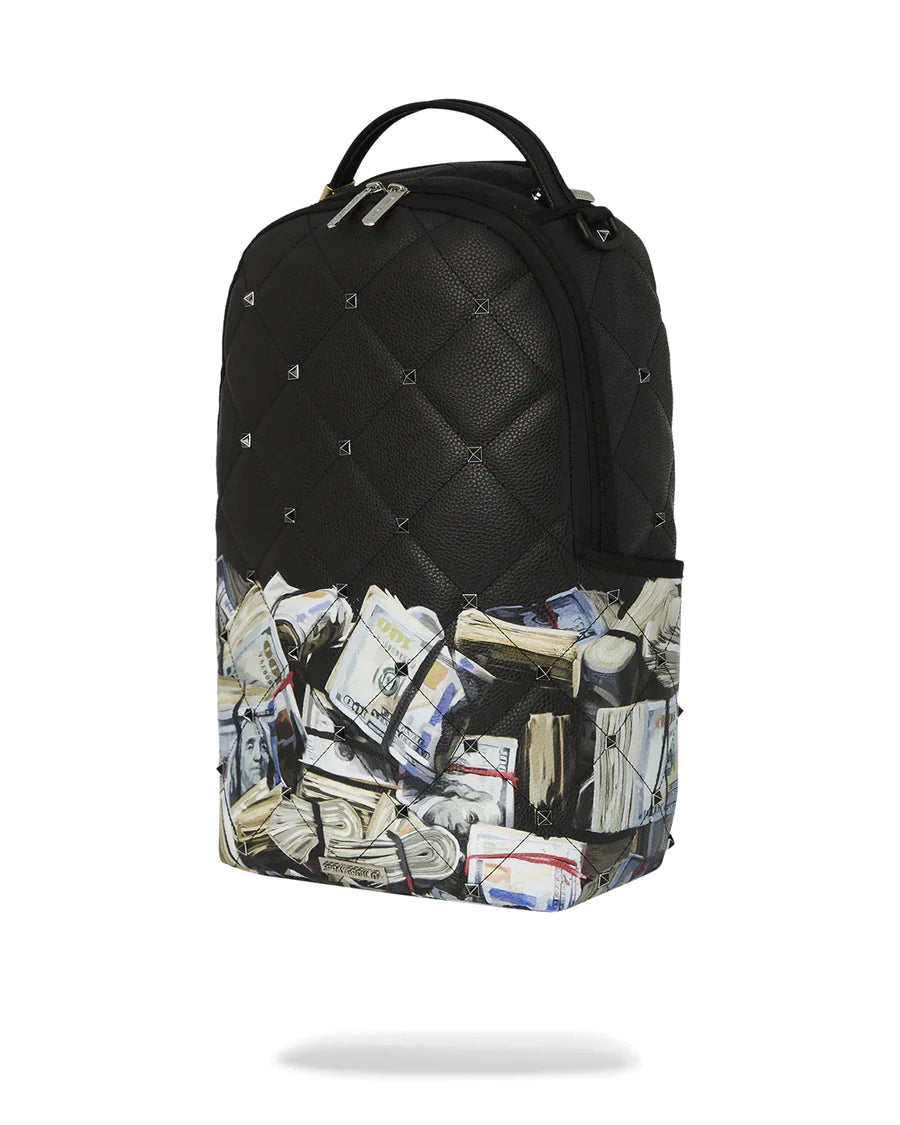 SPRAYGROUND ZAINO QUILTED MONEY STASH STUDDED BACKPACK NERO