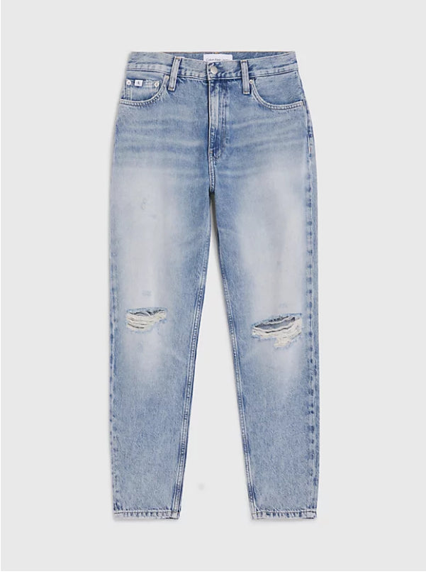 Calvin Klein Jeans Mom Jeans donna con strappi colore denim medium