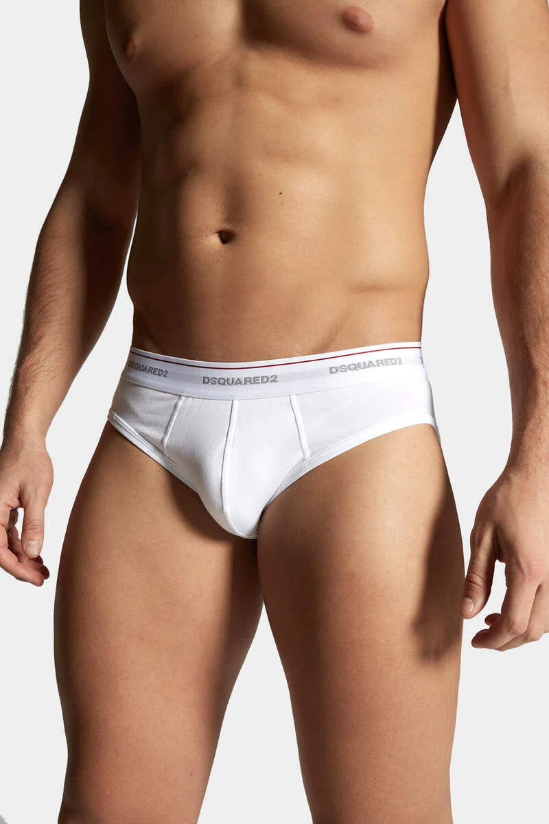 DSQUARED2 SLIP UOMO BASIC BRIEF TRI-PACK BIANCO