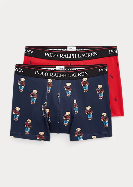 Polo Ralph Lauren due paia di boxer classici in cotone holiday bear blu/rosso