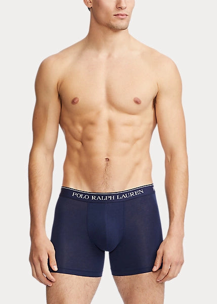 POLO RALPH LAUREN 3 PAIA BOXER COTONE STRECH BLU