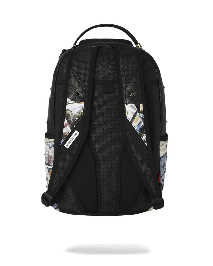 SPRAYGROUND ZAINO QUILTED MONEY STASH STUDDED BACKPACK NERO