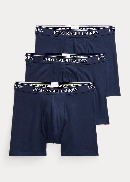 POLO RALPH LAUREN 3 PAIA BOXER COTONE STRECH BLU