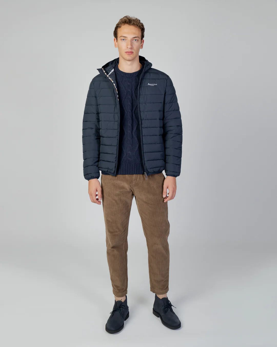 AQUASCUTUM ACTIVE100GR HOODED JACKET NAVY