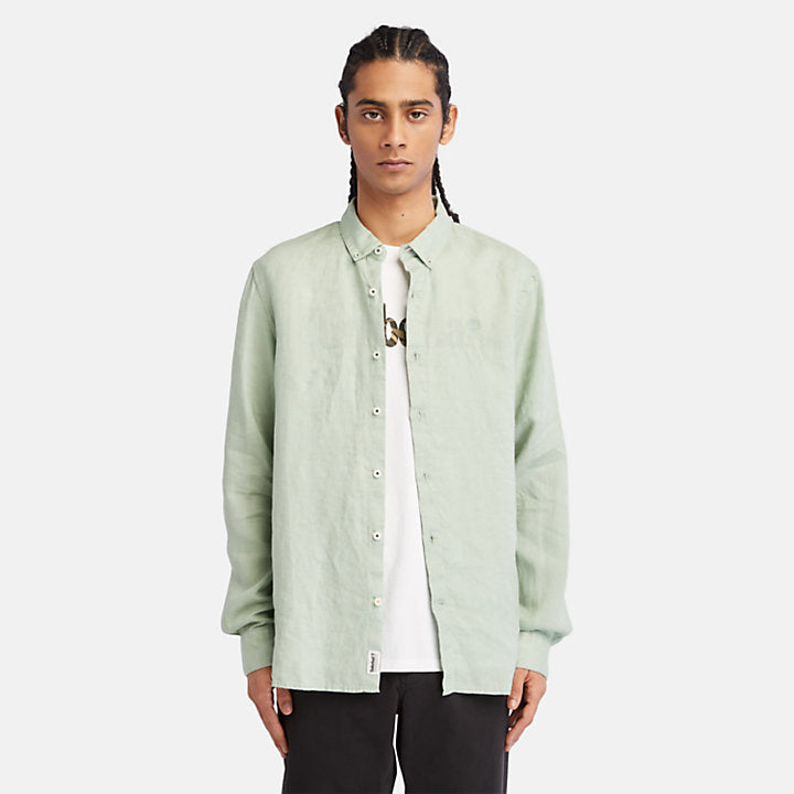 TIMBERLAND CAMICIA SLIM FIT IN LINO MILL RIVER UOMO VERDE CHIARO